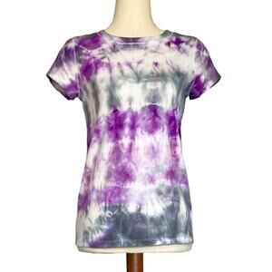 Purple tie dye fitted tee handmade womens xs
